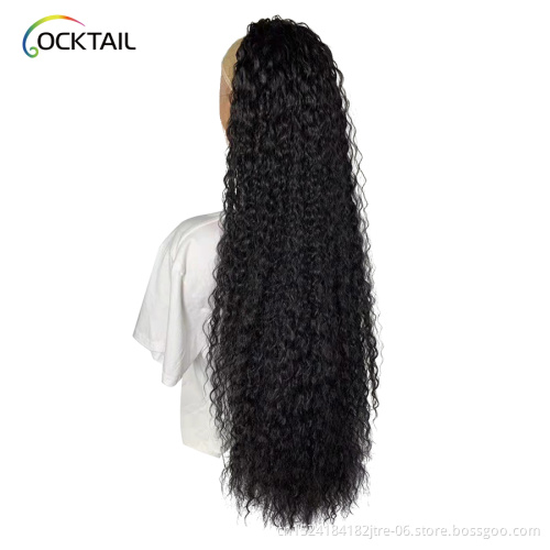 30 32 40 inch Kanekalon high temperature fiber synthetic hair ponytail, tangle free long synthetic ponytail extensions in stock